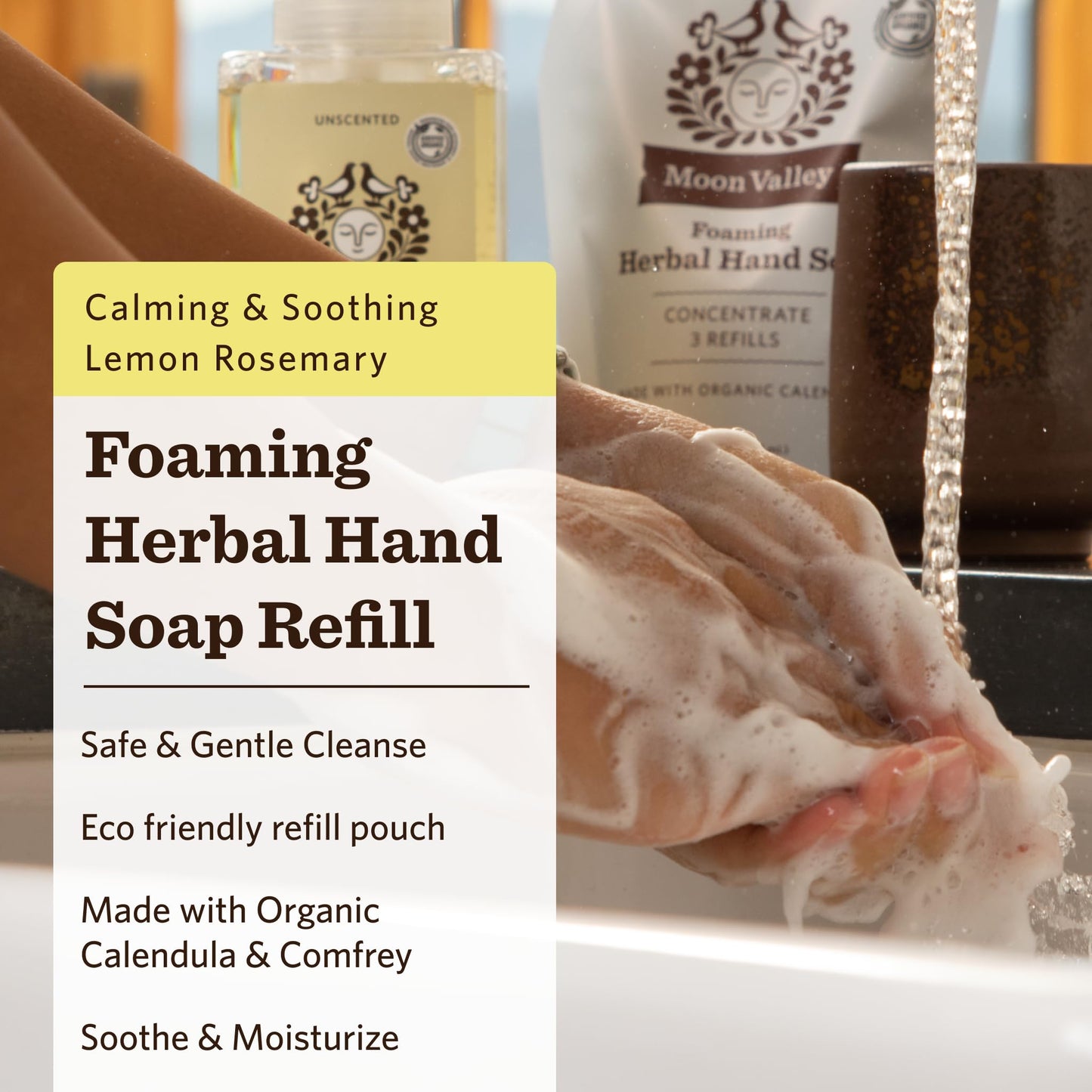 Moon Valley Foaming Hand Soap Refill Pouch, Two-Pack Lemon Rosemary Soap, Vegan and Non-GMO, Environmentally Friendly Option Beauty & Personal Care Moon Valley Organics