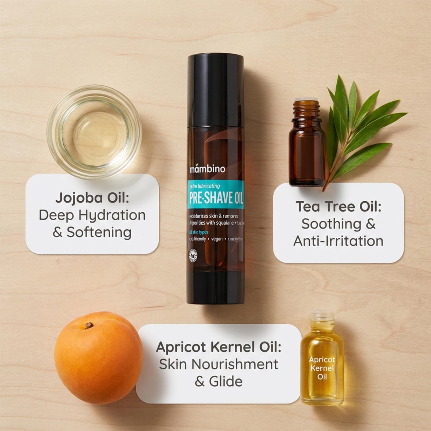 Mambino Organics Clean Shaving Set, Triple Action Shaving Essentials with Tea Tree Shave Oil, Jojoba Oil Pre-Shave, Foaming Cleanser & Face Serum Beauty and Personal Care Mambino Organics