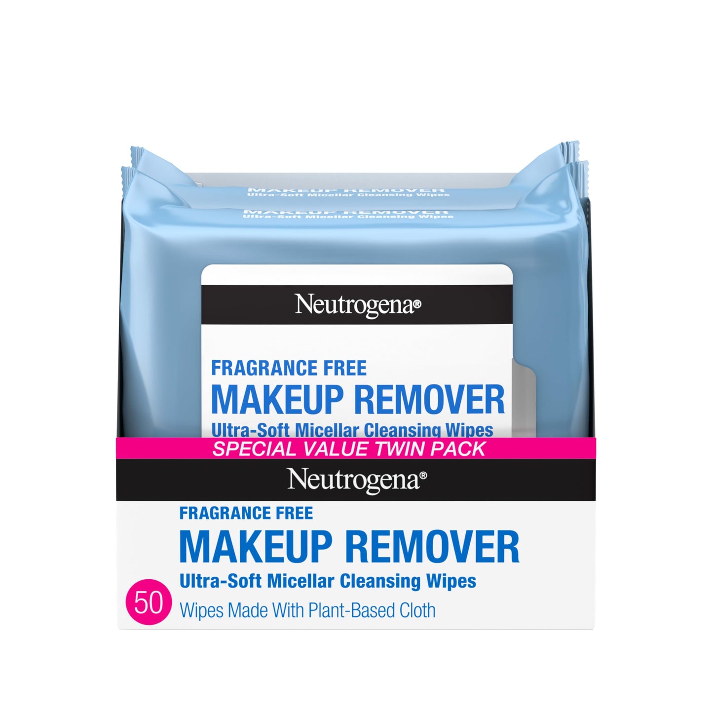Neutrogena Fragrance-Free Makeup Remover Wipes, Daily Facial Cleanser Towelettes, Gently Removes Oil & Makeup, Alcohol-Free Makeup Wipes, 50 Count (2 Beauty & Personal Care Neutrogena