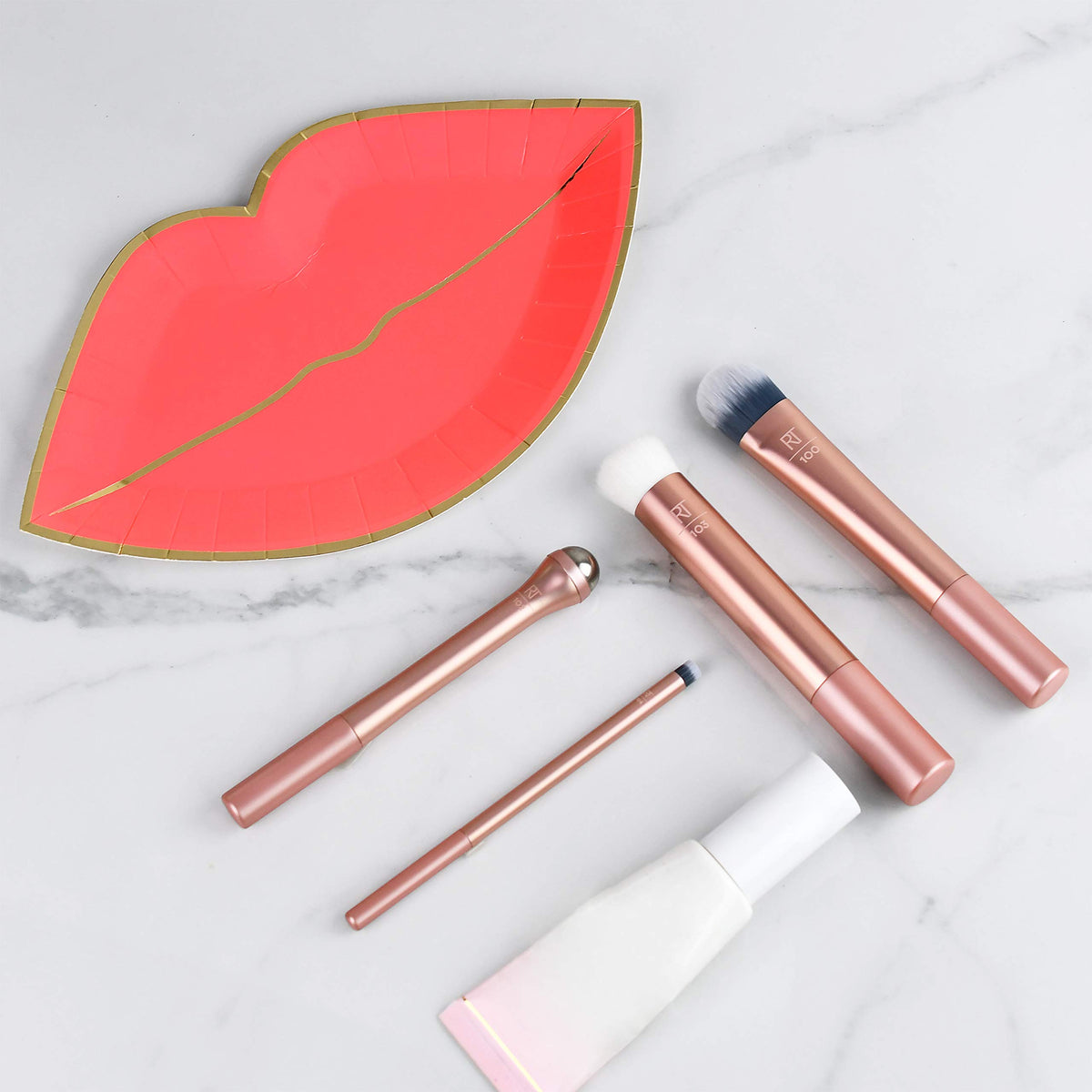 Real Techniques Prep and Prime Makeup Brush Set, Ideal for Exfoliating & Applying Primers, Moisturizers, & Serums, Skincare Tools, Synthetic Bristles