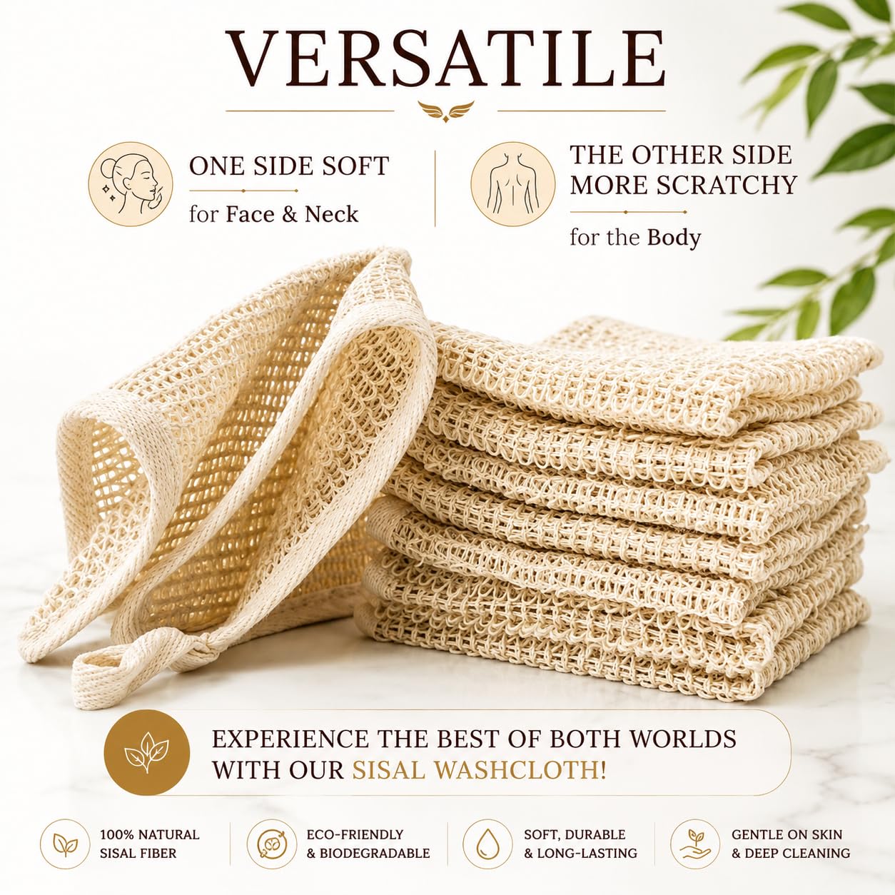 100% Natural Sisal Washcloth. Gentle Exfoliation for Smoother Skin. Durable & Reusable for Face & Body. 100% Biodegradable. Removes Dead Skin Cells Beauty and Personal Care April's Angels