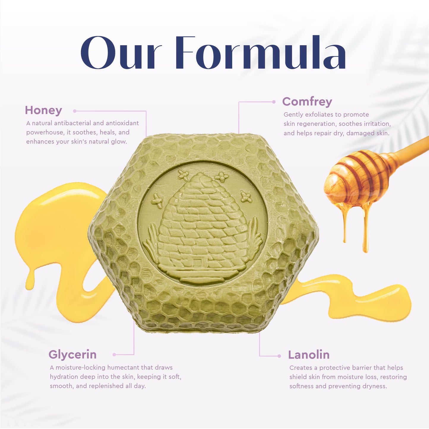Baudelaire Calendula Honey Soap Set - Luxurious Vegetable-Based Bars with 2% Honey, Hydrating Lanolin & Soothing Comfrey, Geranium Scent - Spa Quality Beauty & Personal Care Baudelaire