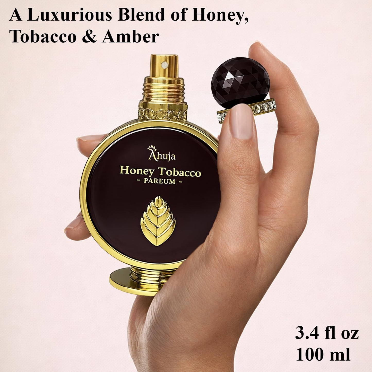 AHUJA Honey Tobacco - 3.4 oz Parfum | Unisex Warm Smoky Scent | 30% Long Lasting Oil | Tobacco Absolute, Honey, Tonka, Amber, Burnt Woods,Luxury Brown Beauty & Personal Care AHUJA