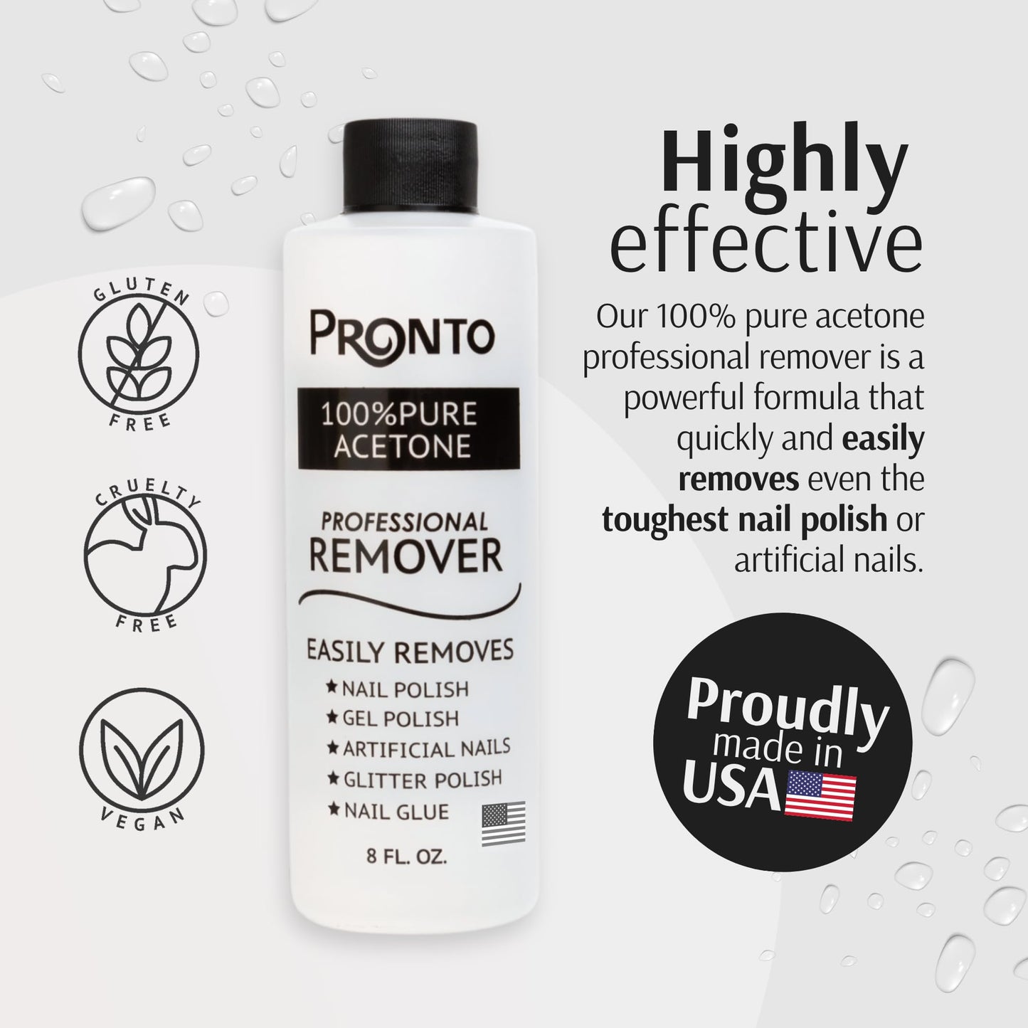 Pronto 100% Acetone Gel Nail Polish Remover - Gel Polish Remover for Nails | Acetone Nail Polish Remover & Acrylic Nail Remover for Removal of Glue Beauty & Personal Care Pronto