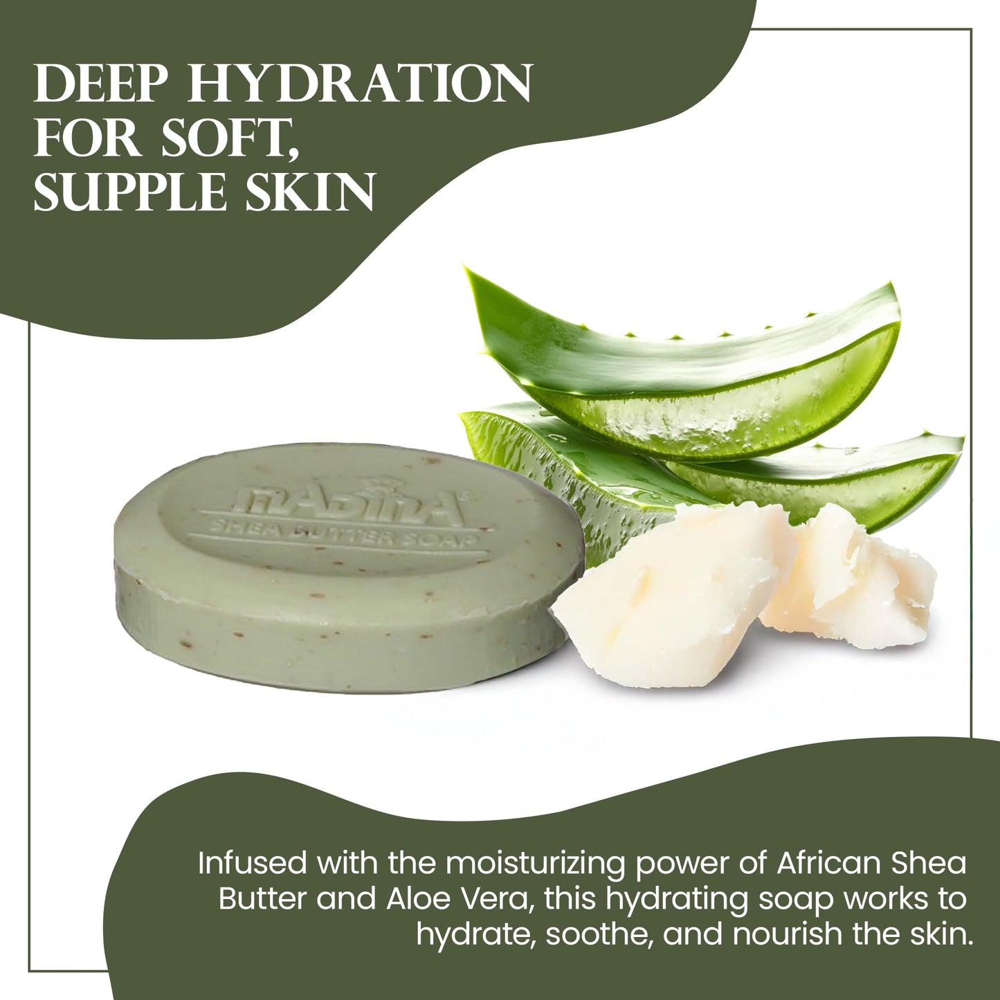 Madina African Black Soap Bar - Shea Butter, Aloe Vera, Moisturizing, Gentle Exfoliating, 100% Vegetable-Based, For All Skin Types, Face & Body Beauty & Personal Care Madina