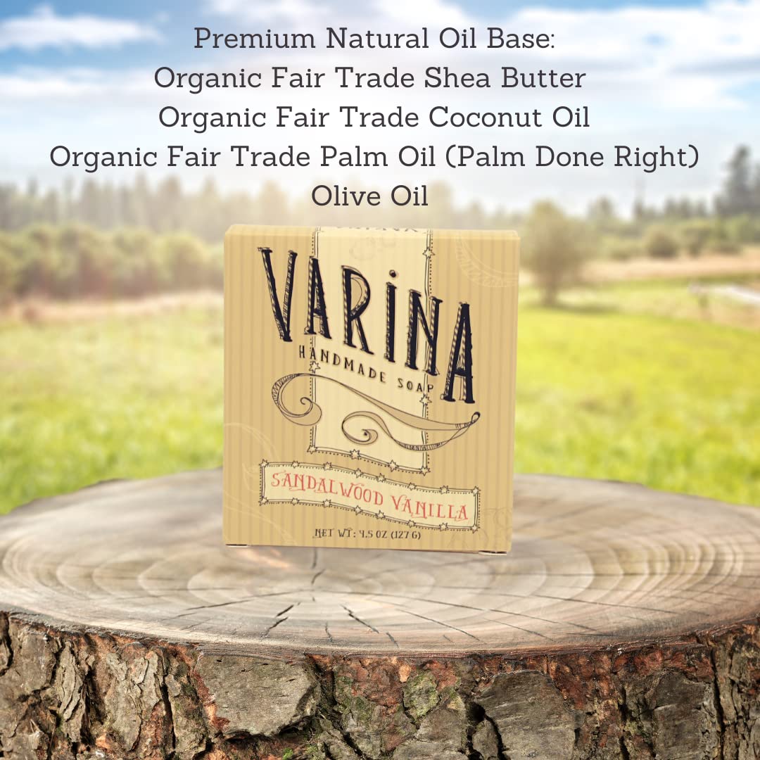 Varina Natural Sandalwood Vanilla Bar Soap - Gentle Cleansing for Sensitive Skin, Floral - 3 Pack Beauty & Personal Care Varina