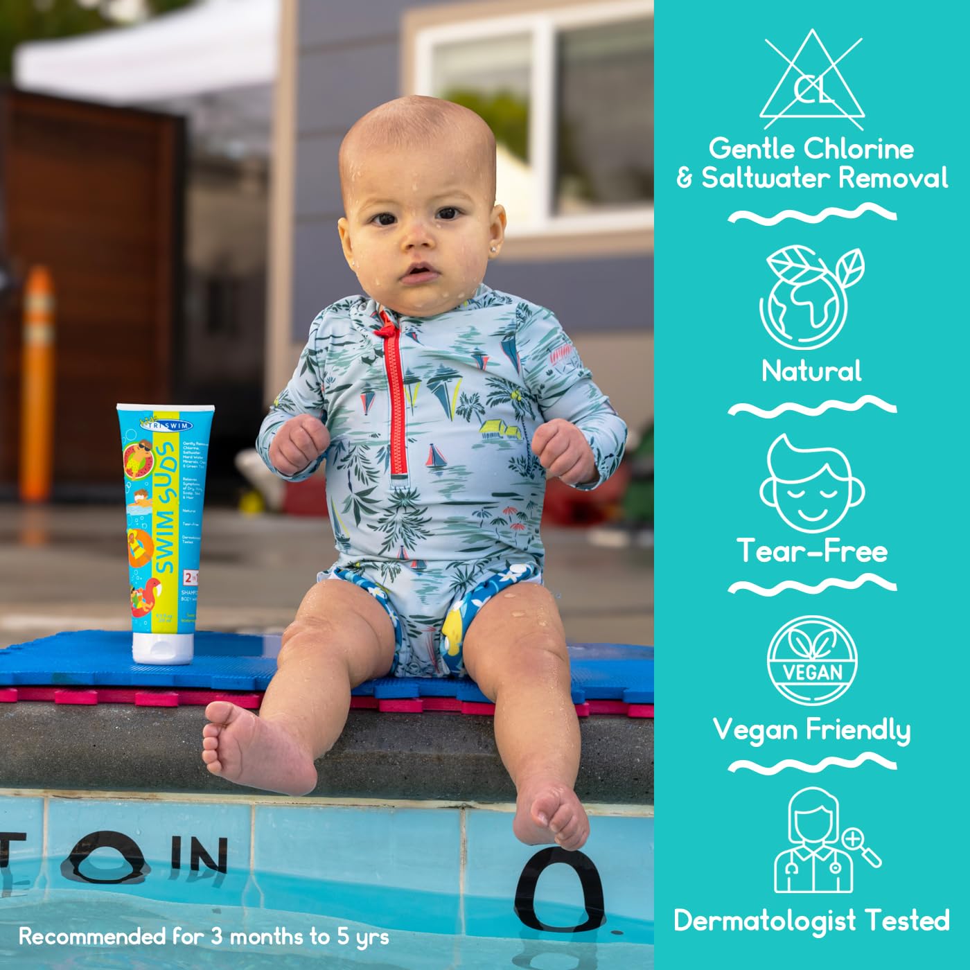 TRISWIM Kid’s SWIM SUDS Formulated for BABIES and up. NATURAL, TEAR-FREE, 2-in-1 Shampoo and Body Wash | Gently Removes Chlorine & Saltwater | Beauty & Personal Care TRISWIM