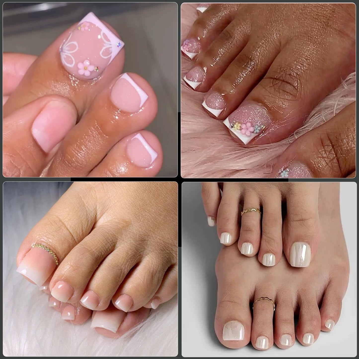 Cycullinyt 550pcs Square Soft Gel Toe Nail Tips, 11 Sizes Square Toenails Full Cover Acrylic Press on False Nail Tips No Trace for Beginners Beauty & Personal Care Cycullinyt