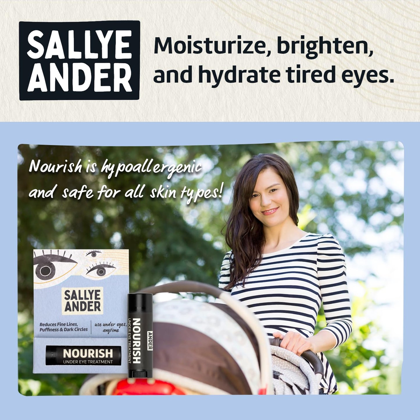 SALLYEANDER Nourish Under Eye Treatment - Soothing Stick for Dark Circles and Puffiness - Hydrating Shea, Cupuacu and Cocoa Butter - Gently Restore Beauty & Personal Care SALLYEANDER