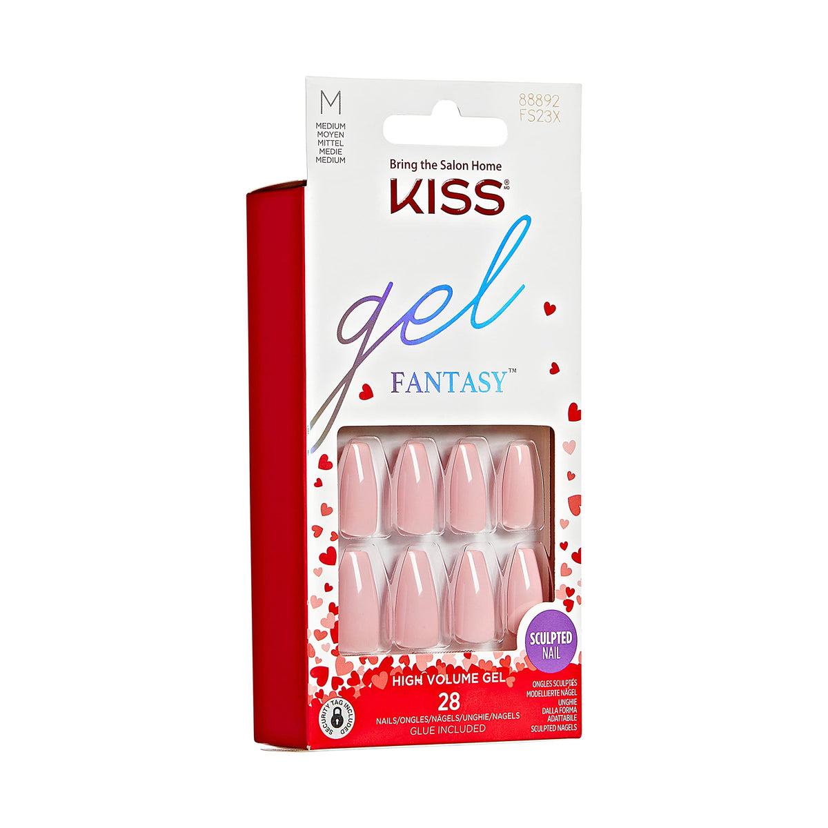 KISS Gel Fantasy Valentine’s Day Sculpted Nails, ‘XOXO’, 28 Count