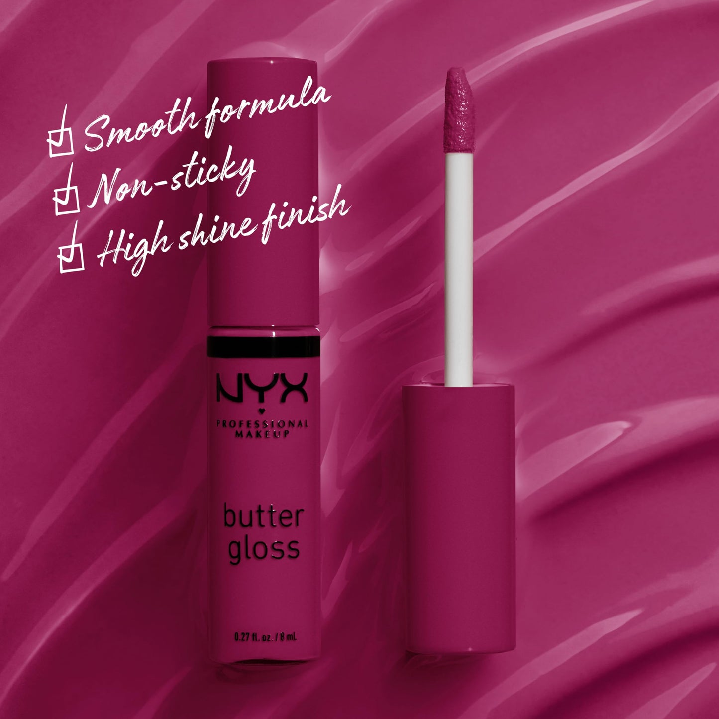 NYX PROFESSIONAL MAKEUP Butter Gloss, Non-Sticky Lip Gloss - Devil's Food Cake (Deep Plum) Beauty & Personal Care NYX PROFESSIONAL MAKEUP