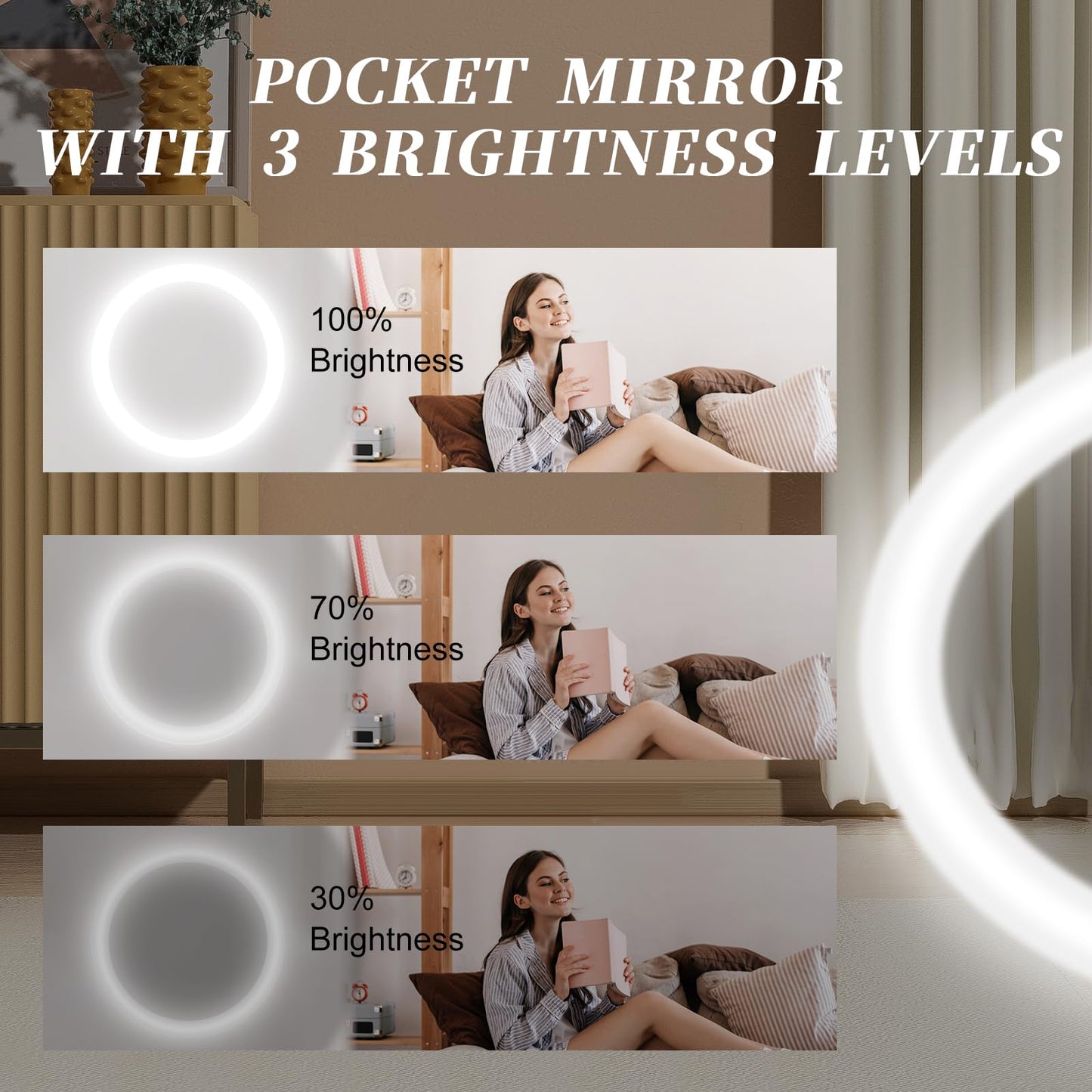 Kakuje Compact Mirror with Light, 1X/3X Magnification LED Pocket Mirror with USB Data Cable,Mini Mirror for Purse, Pocket,Travel and Present (Black) Beauty and Personal Care Kakuje