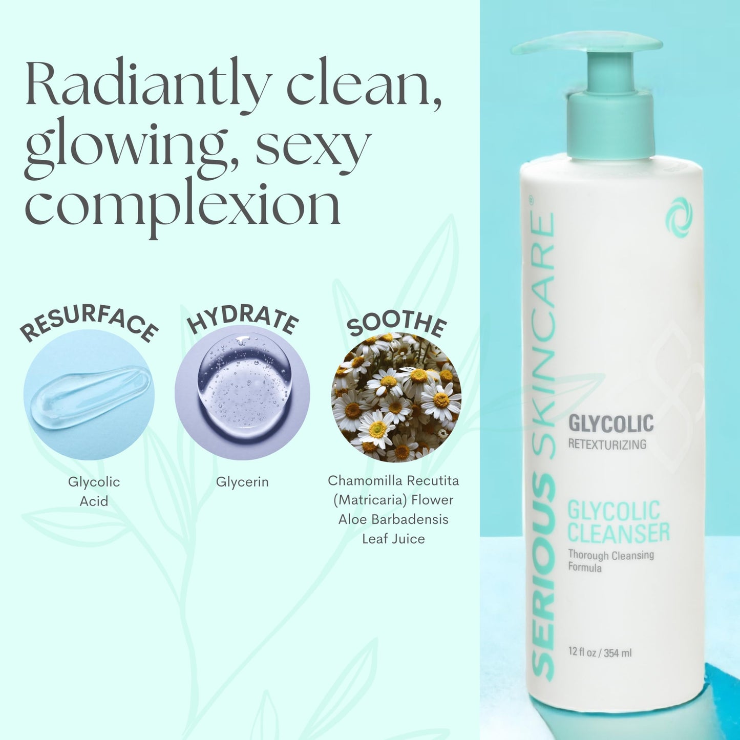 Skincare Glycolic Cleanser 12 fl oz – 10% Glycolic Acid Face Wash for Exfoliating, Deep Pore Cleansing, Makeup Removal, Anti-Aging & Shave Prep Beauty & Personal Care Serious Skincare