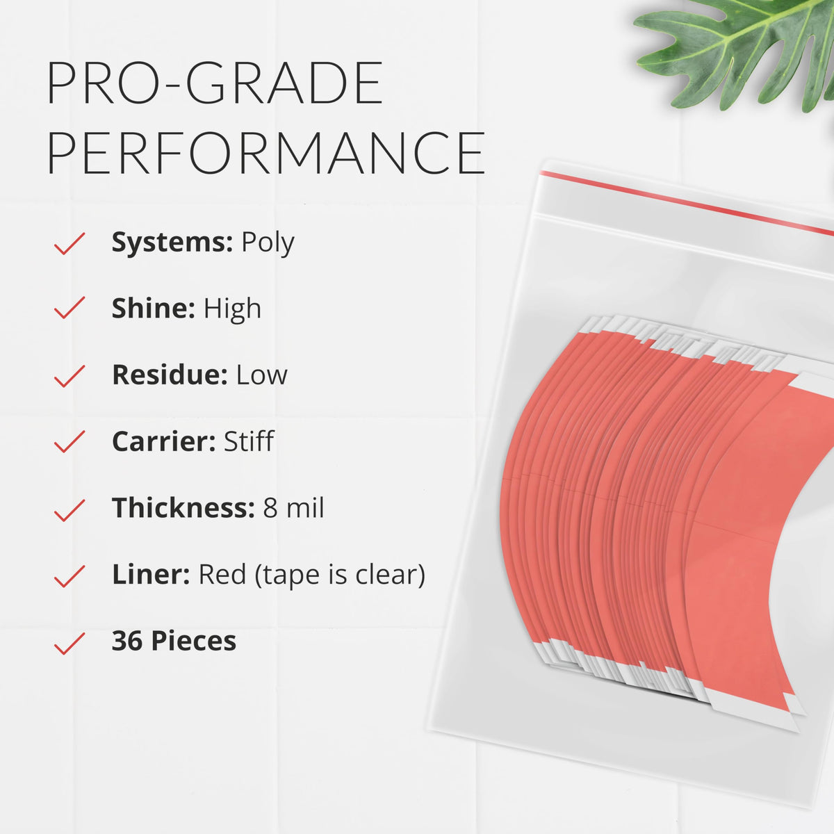 Walker Tape Sensi-Tak CC Contour Pre-Cut Strips 36 Pack, Extended Wear Wig Tape Double Sided Ultra Hold for Poly Systems, Clear Lace Wig Adhesive for