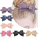 5 Inch Glitter Hair Bows Boutique Hair Clips 6 Pcs Multi Color Glitter Sequins Big Hair Bows for Baby Girls Teens Toddlers Beauty & Personal Care Yeaplike