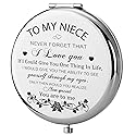 GAOLZIUY Niece Gifts Compact Mirror for Niece from Aunt, Silver Niece Compact Mirror, Birthday Gifts for Niece from Aunt Uncle for Niece’s Birthday Beauty & Personal Care GAOLZIUY