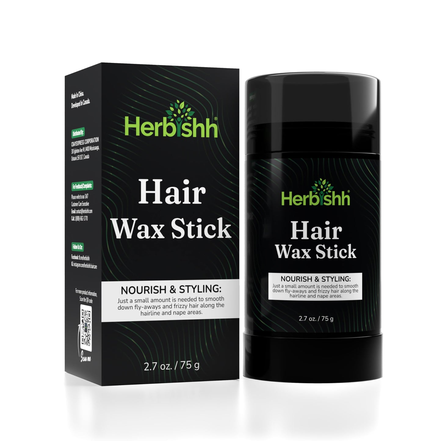 Herbishh Hair Wax Stick For Women & Men 2.7 OZ - Nourish & Styling Slick Wax Stick for Hair Smoothing, Flyaway, Controls Frizzy Hair, Perfect Beauty & Personal Care Herbishh