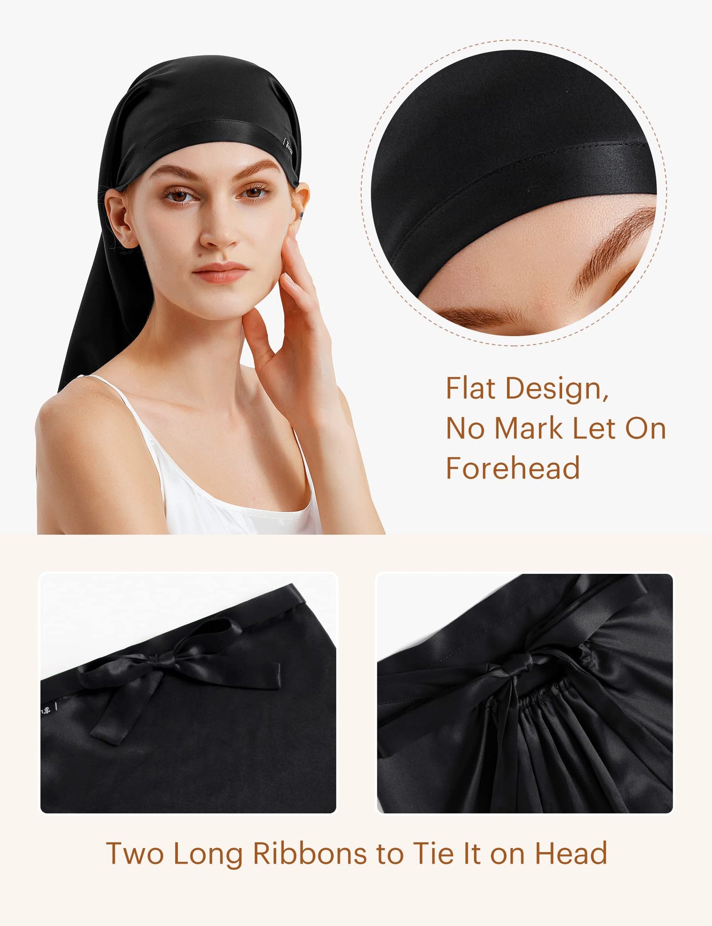 LilySilk Mulberry Silk Sleep Cap 100% 19 Momme Long Silk Bonnet for Curly Hair, Night Cap for Sleeping, Silk Hair Wrap for Women Black Beauty and Personal Care LilySilk