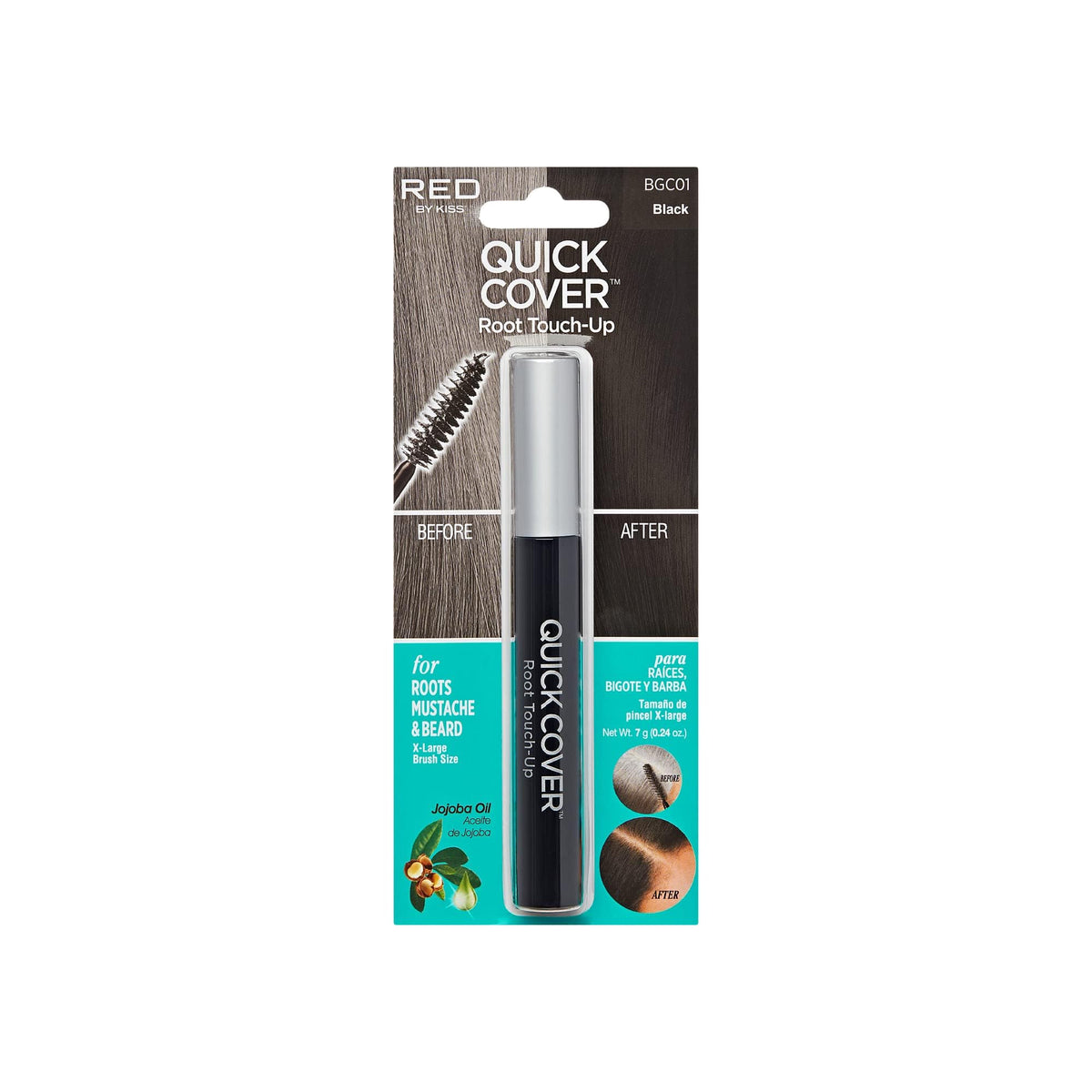 RED by KISS Quick Cover Root Touch Up Rescue (Black), Mascara Natural Water-Resistant Temporary Gray Concealer Cover Up Brush for Hair Mustache Beauty & Personal Care Red by Kiss