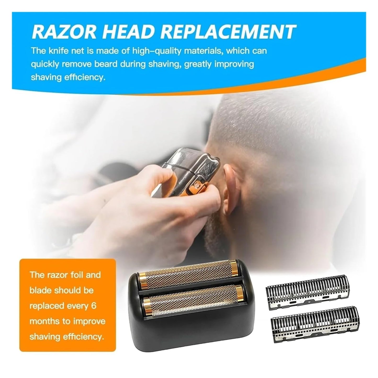 B26B Replacement Shaver Foil Double Foil Head, Compatible for BaByliss, PRO FXRF2G Razor Men's Trimmer Blade Net Gunmetal Color Beauty and Personal Care WUKMOUMSL
