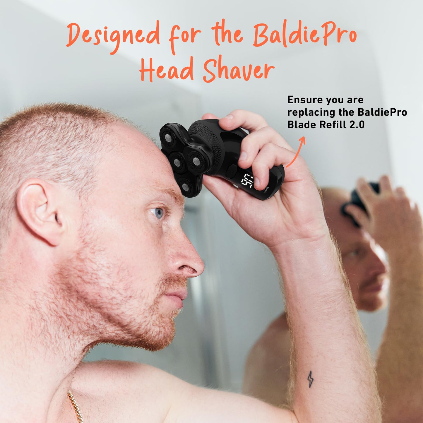 Groomie BaldiePro Cordless Bald Head Shavers for Men, Blade Refill 2.0 - Waterproof Head Shavers Replacement Head - Electric Hair Shaver & Head Razor Beauty and Personal Care Groomie