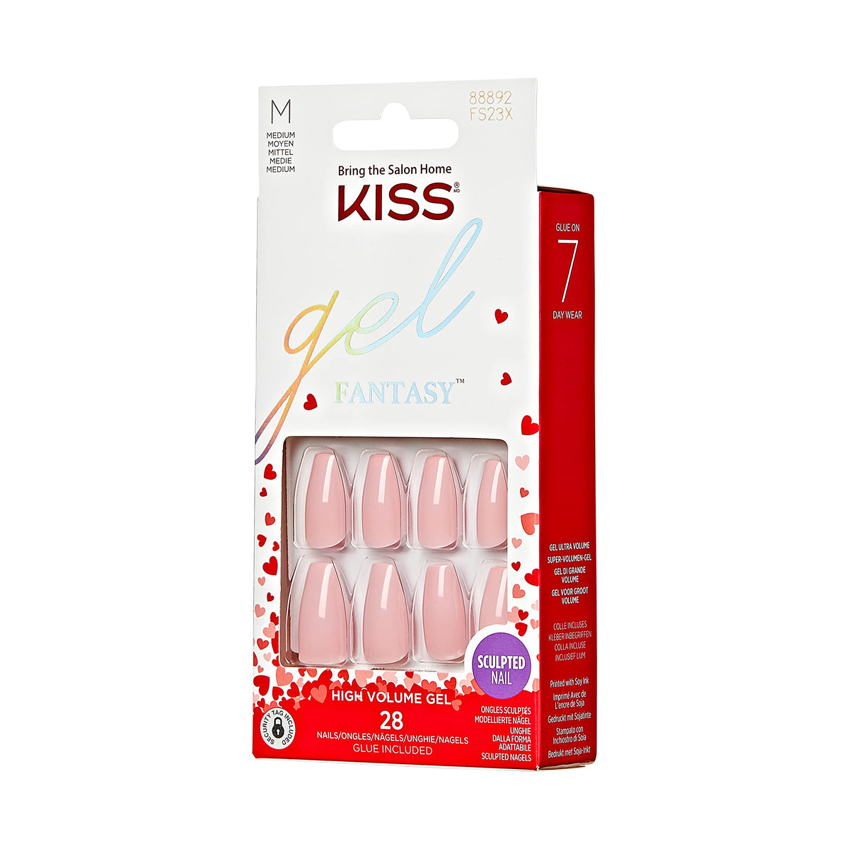 KISS Gel Fantasy Valentine’s Day Sculpted Nails, ‘XOXO’, 28 Count