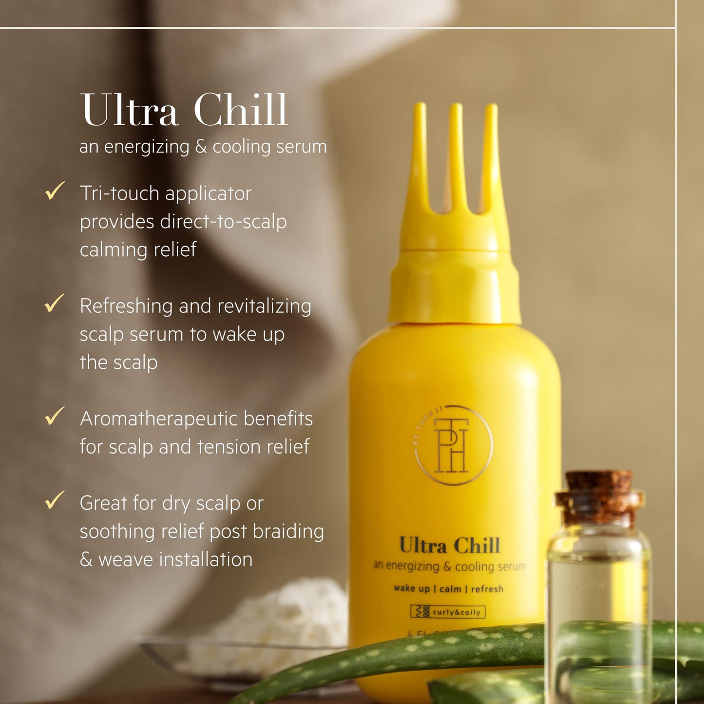 TPH BY TARAJI Ultra Chill Cooling Hair Serum with Aloe, Biotin & Tea Tree Oil | Aromatherapy Scalp Treatment to Soothe & Refresh Dry Damaged Hair | Beauty & Personal Care TPH by Taraji