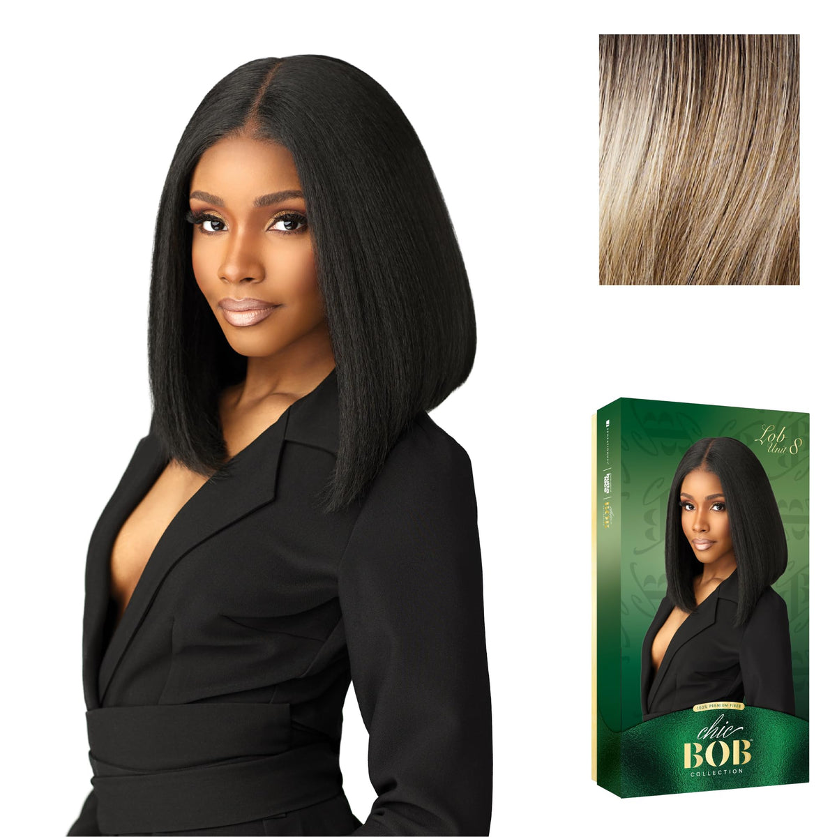 Sensationnel Chicbob Lace Frontwig-Lob Unit 8, BALAYAGEASHBLONDE