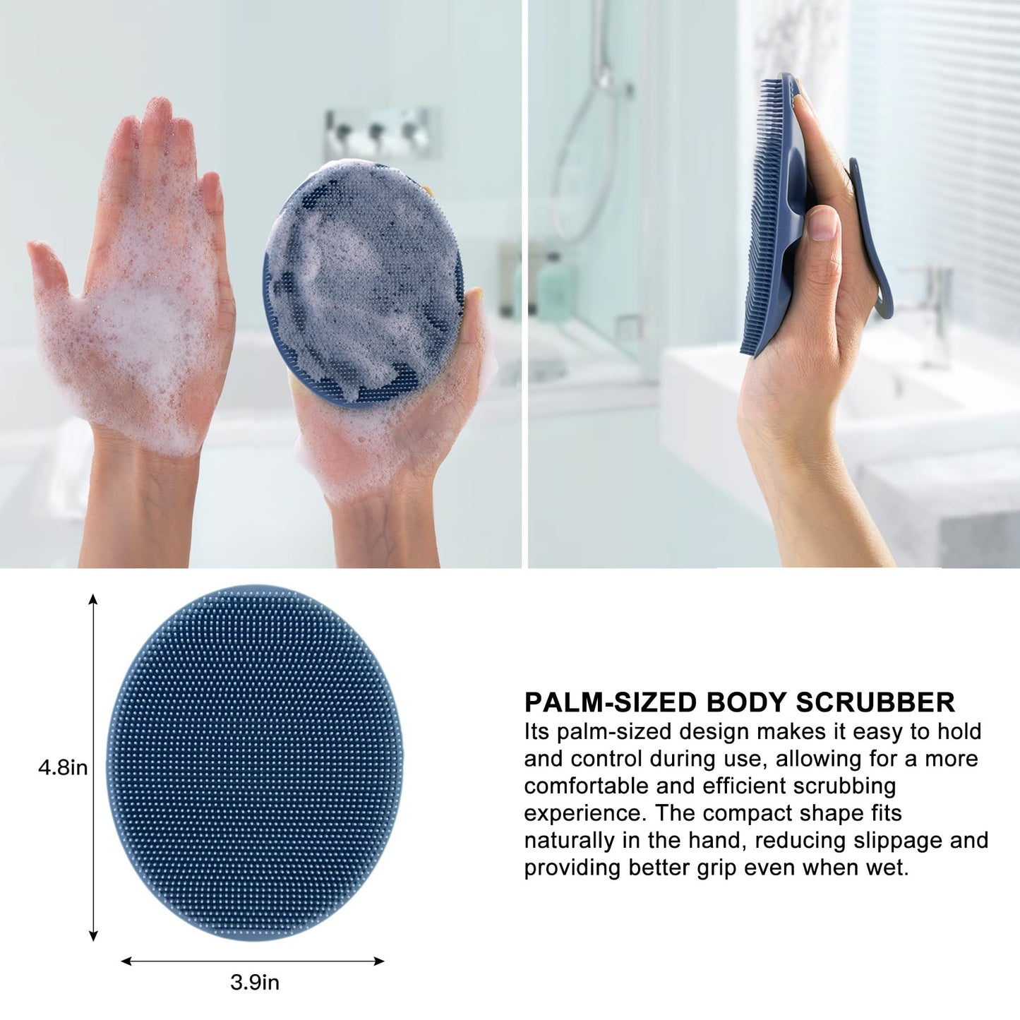 Food-Grade Soft Silicone Body Cleansing Brush Shower Scrubber, Gentle Exfoliating and Massage for All Kinds of Skin (Dark Blue) Beauty & Personal Care INNERNEED