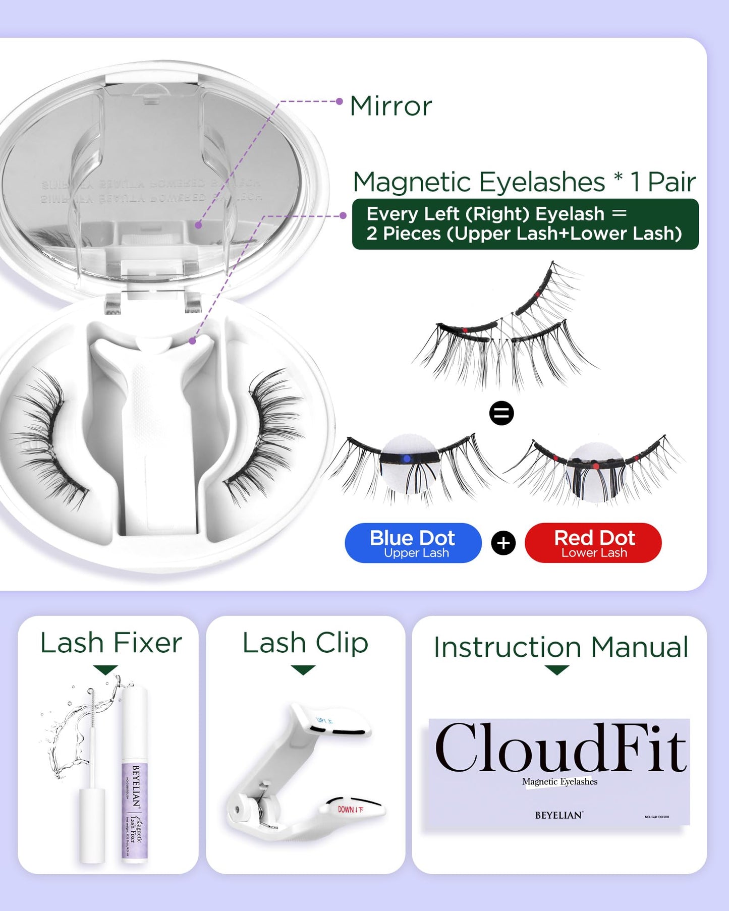 BEYELIAN Magnetic Eyelashes with Applicator Soft Natural Look Magnetic Lashes Kit MAGNETIC-REW42 Beauty and Personal Care BEYELIAN