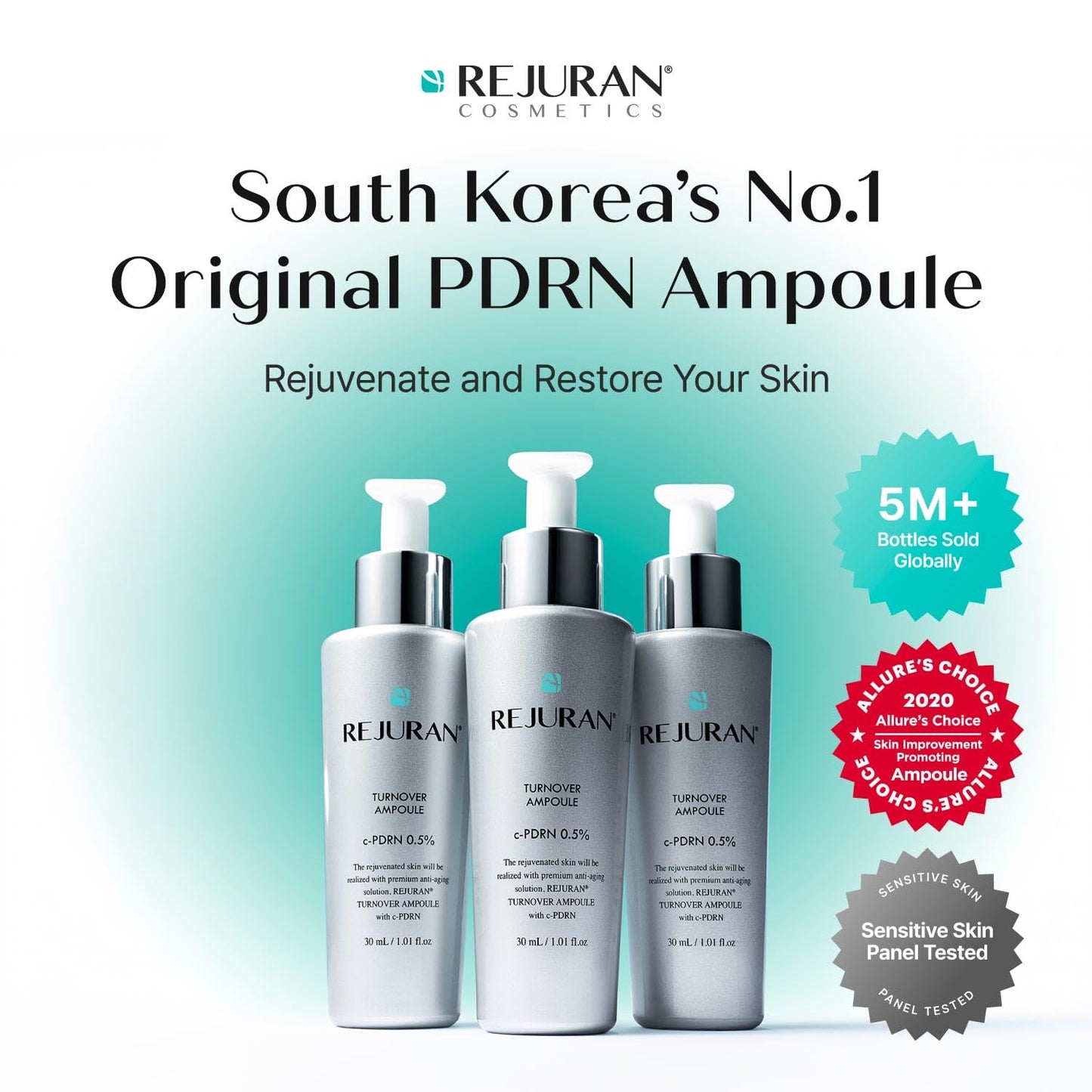 REJURAN® Turnover Ampoule, c-PDRN® - Original Salmon DNA PDRN Face Serum for Rejuvenation, Firming, Hydration & Youthful Glow, Refines Skin Texture Beauty & Personal Care REJURAN