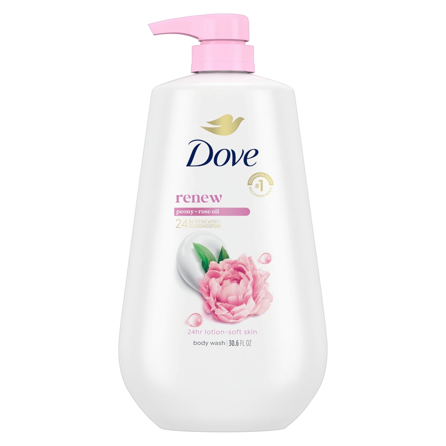 Dove Body Wash with Pump Renew Peony & Rose Oil For 24hr Lotion-Soft Skin Moisturizing Skin Cleanser with No Sulfates No Parabens 30.6 Oz Beauty & Personal Care Dove