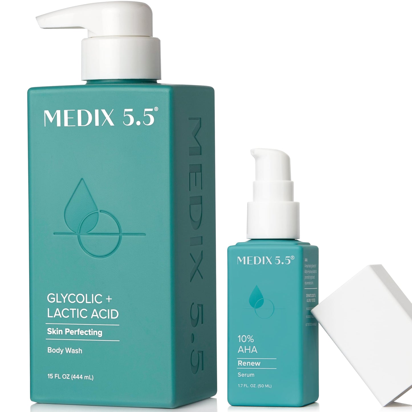 Medix 5.5 20% Glycolic Acid Booster + Exfoliating Body Wash Cleanser Skin Care 2 Piece Set | AHA Exfoliant Cleanser+ Body Serum Beauty & Personal Care Medix 5.5
