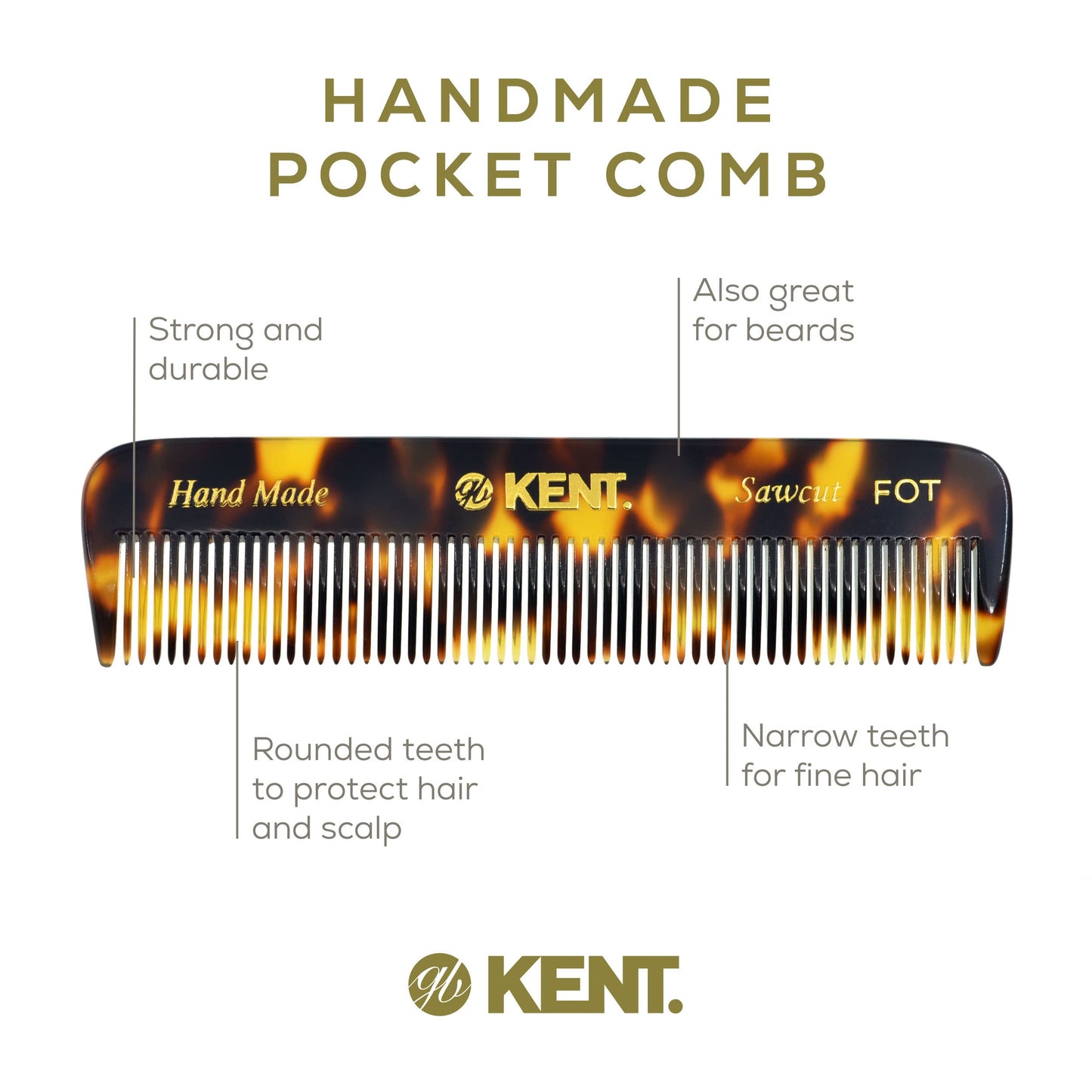 Kent 81T FOT Tokyo Yellow Beard Pocket Comb Set for Men - Beard Kit for Travel and Home, Mustache Comb for Men, Mini Comb Beard Combs for Mens Beauty and Personal Care KENT