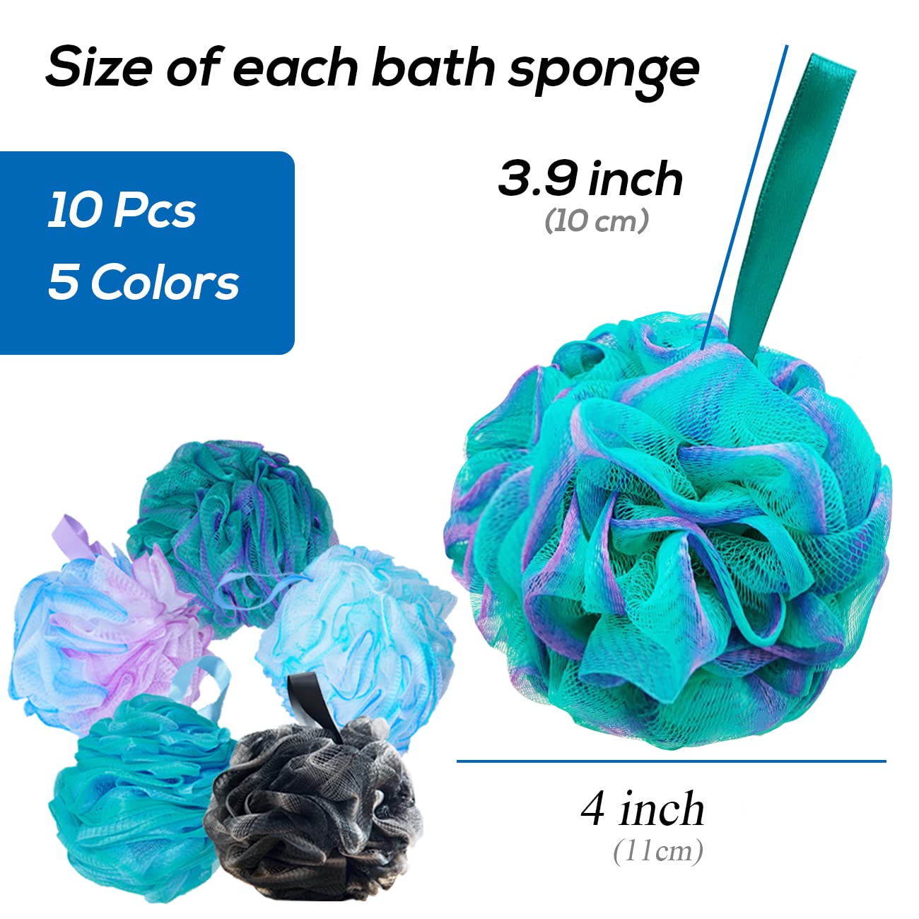 10 Pcs Shower Loofahs,Bath Shower Loofah Sponge,Exfoliating Shower Pouf Balls for Women,Men,Body Wash Bathroom,Exfoliate with Beauty Bathing Beauty & Personal Care Meirrnyyu