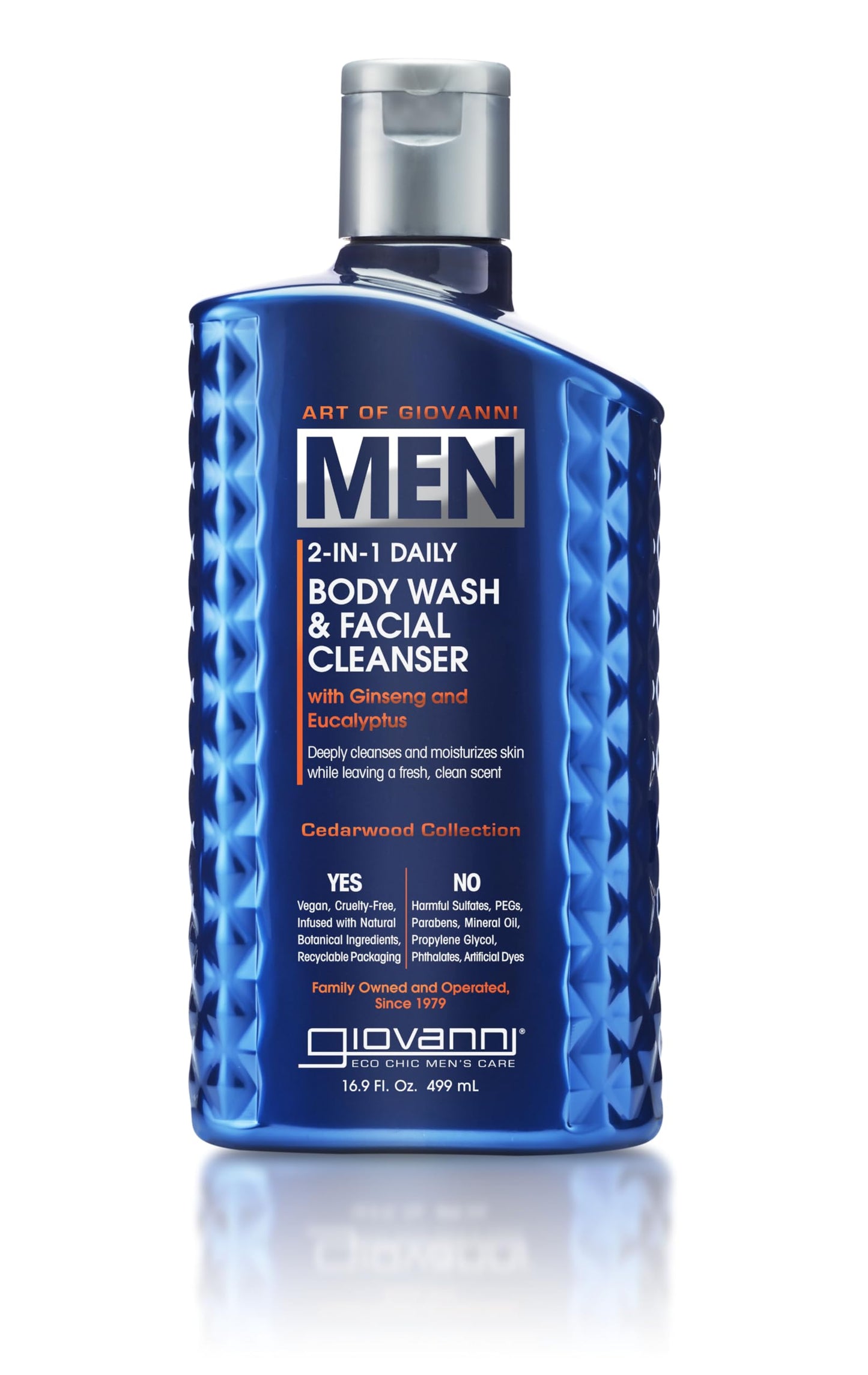 GIOVANNI Men 2-in-1 Body & Face Wash - Hydrating Shower Gel for Men, Face & Body Cleanser, Fresh Sandalwood & Vetiver Scented, Daily Skin Care - 16.9 Beauty & Personal Care GIOVANNI