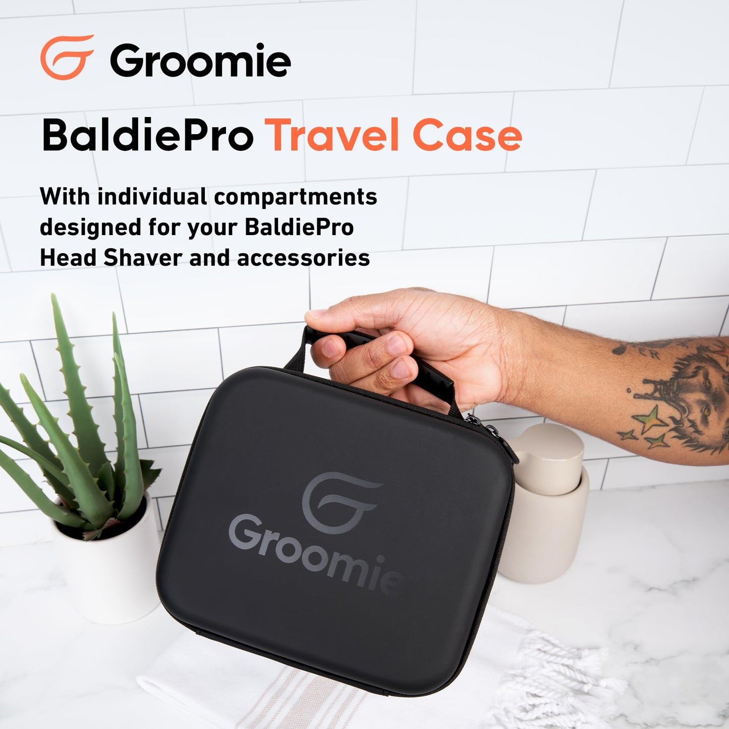 Groomie Travel Case for BaldiePro Electric Head Shaver for Men - Sleek Hard Case for Shaving Kit - Portable On-the-Go Accessory for Head Shaver Beauty and Personal Care Groomie
