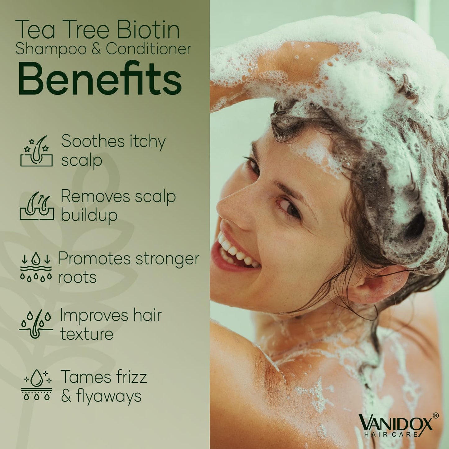 Tea Tree Oil Shampoo and Conditioner Set with Biotin, DHT Blockers, Itchy Scalp Relief, Supports Thicker-Looking Hair, Cleanses Dandruff & Buildup Beauty & Personal Care VANIDOX