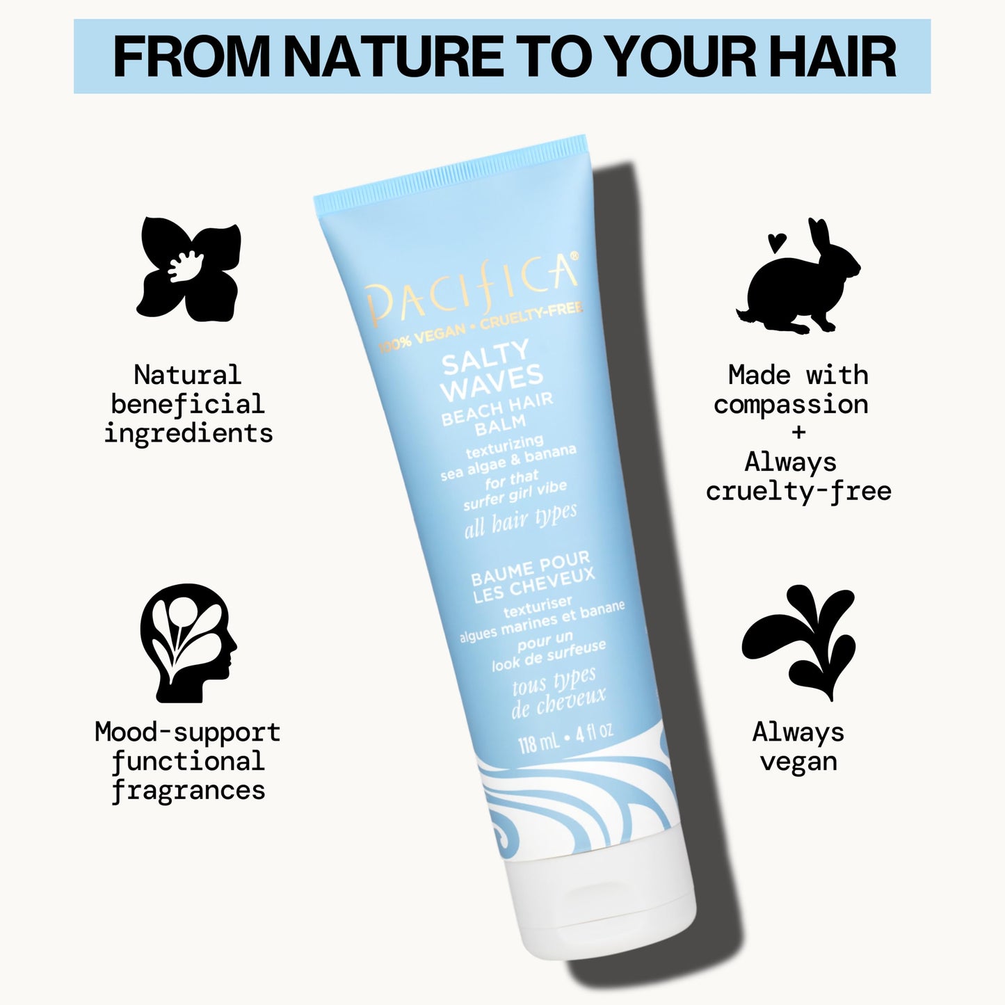 Pacifica Salty Waves Beach Hair Balm by Pacifica for Unisex - 4 oz Balm Beauty & Personal Care Pacifica