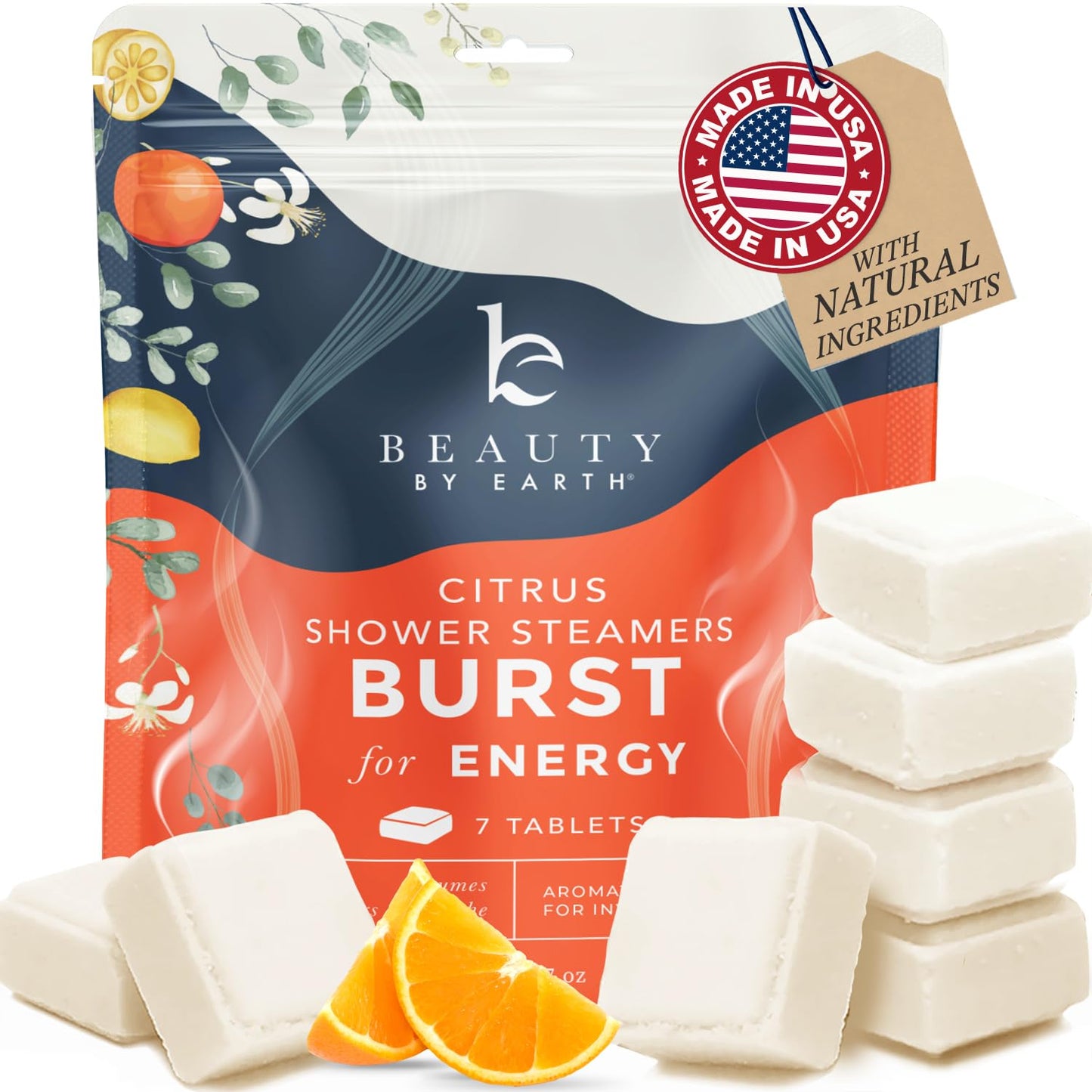 Shower Steamers Aromatherapy - USA Made with Natural Ingredients & Citrus Essential Oil, Long Lasting Shower Bombs for Energy Boost, Gift Set Beauty and Personal Care Beauty by Earth