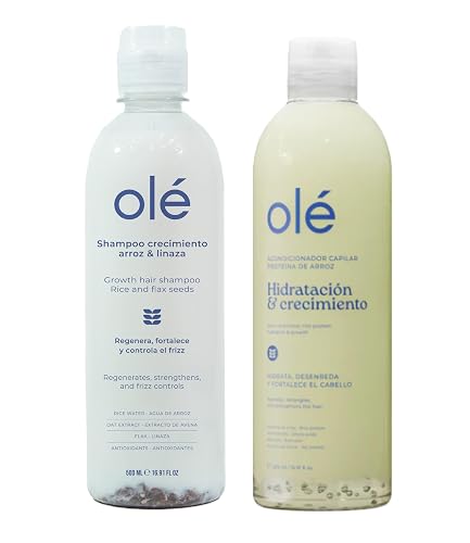 OLÉ Rice Protein Shampoo & Conditioner Set, Revitalizing Formula with Rice Water, Oats, Flaxseed & Amino Acids, Hydrating Anti-Frizz Treatment Beauty & Personal Care OLÉ