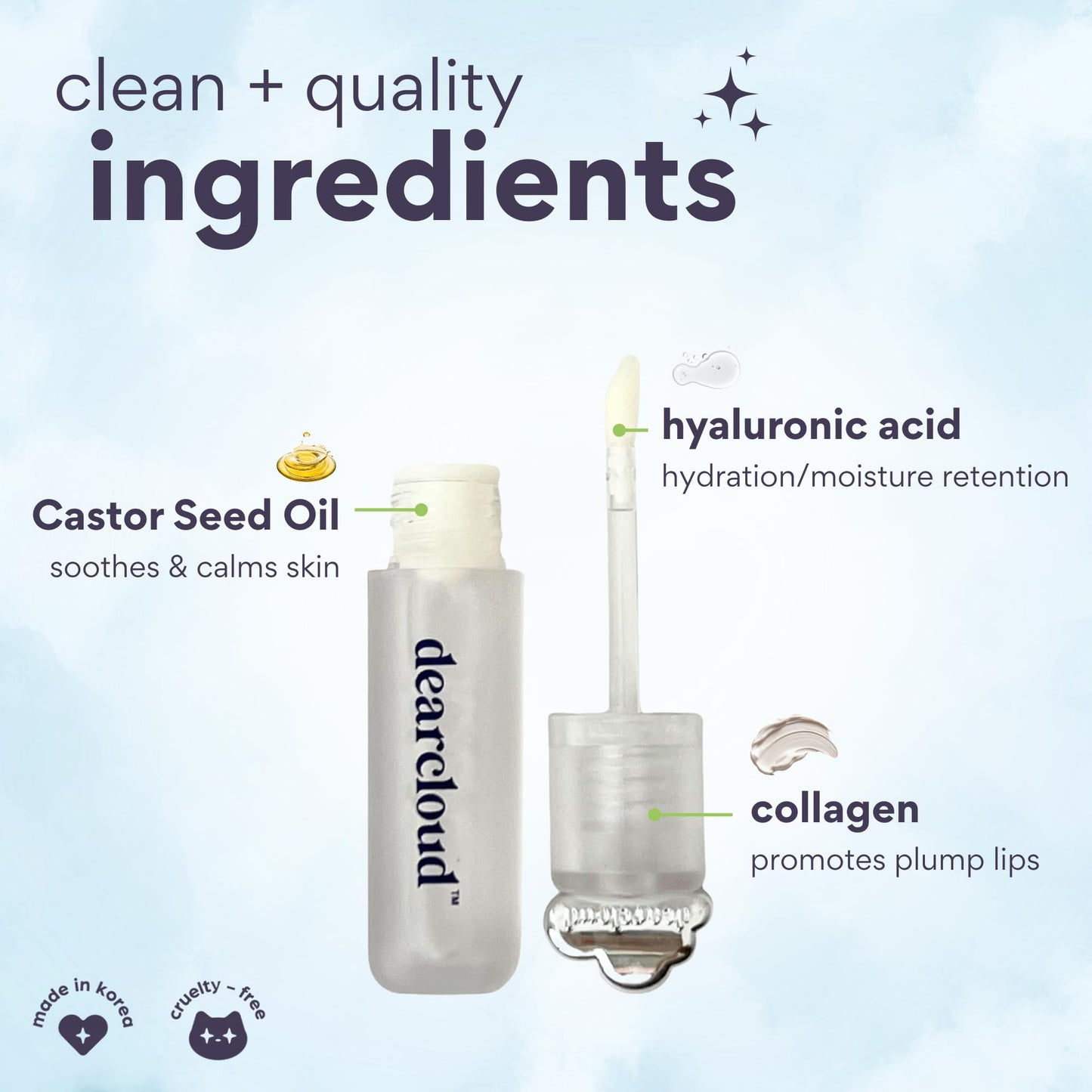 dearcloud Jelly Wave Lush Lip Oil - Clear Lip Gloss and Lip Gloss for Women - Korean skincare essential - Lip Oil for Women with Collagen - Diamond Beauty & Personal Care dearcloud