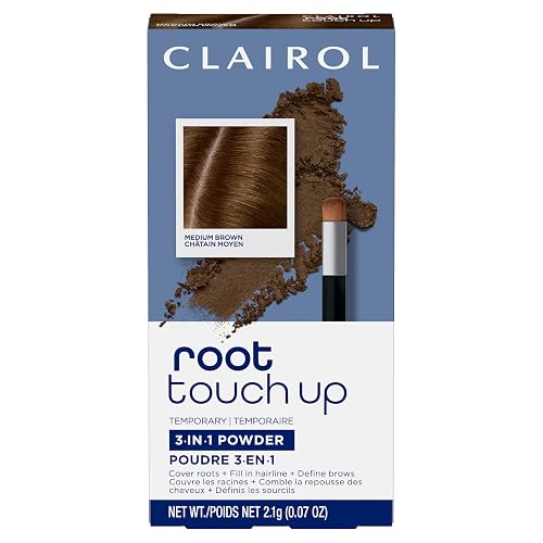 Clairol Root Touch-Up Temporary Concealing Powder, Medium Brown Hair Color | Ammonia Free | Instantly Cover Roots + Define Eyebrows | On-the-Go Beauty & Personal Care Clairol