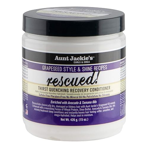 Aunt Jackie's Grapeseed Style and Shine Recipes Rescued Thirst Quenching Hair Recovery Conditioner Repair Treatment, Seals in Moisture, 15 oz Beauty & Personal Care Aunt Jackie's