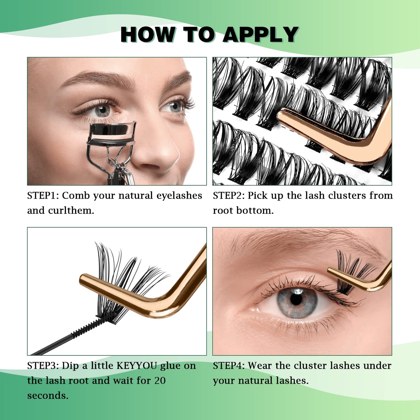 KEYYOU Lash Clusters 300pcs Individual Lashes, 40D 0.07D Curl 12mm DIY Eyelash Extension, Soft & Natural Volume Cluster Lashes with Large Tray Beauty and Personal Care KEYYOU