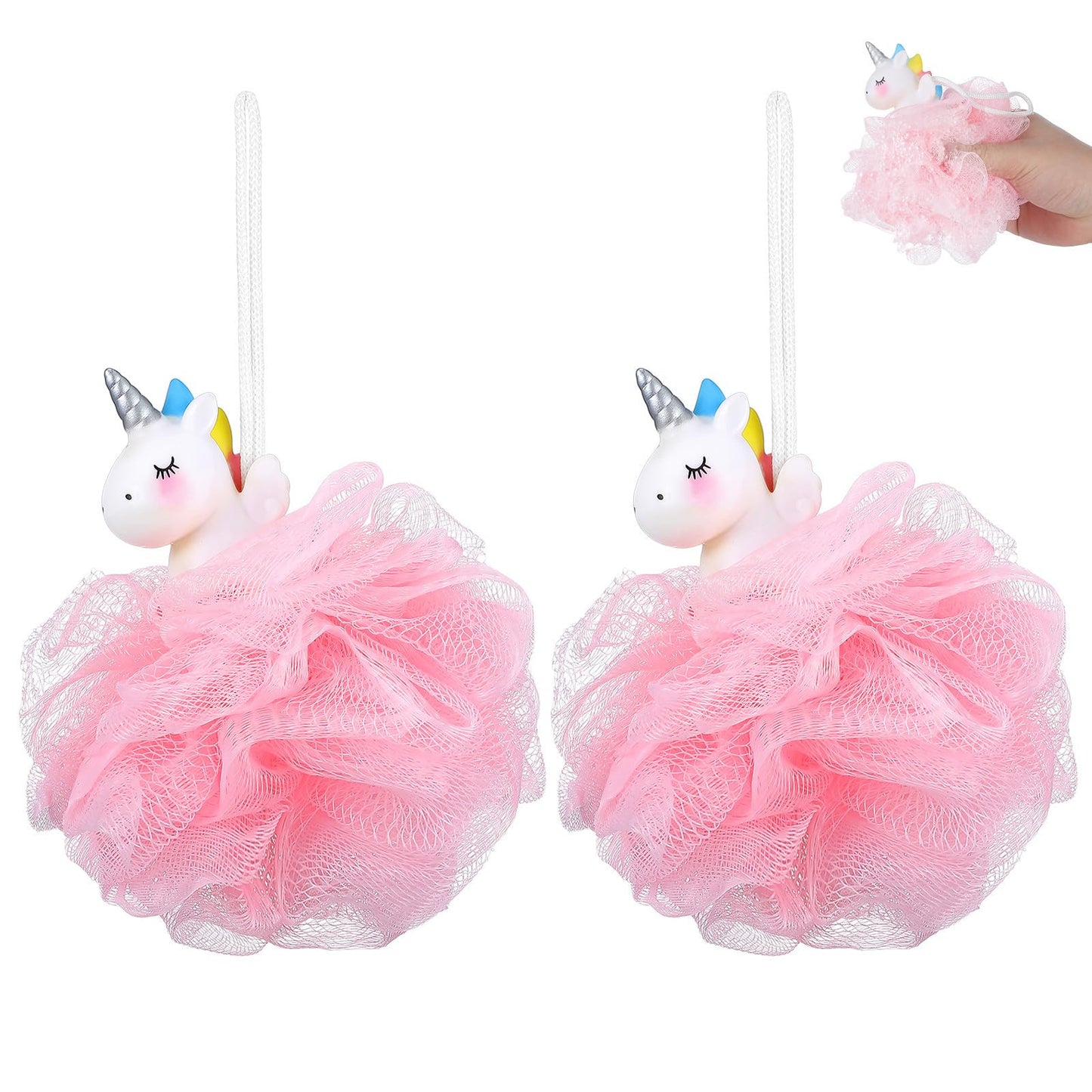 Gatuida 2pcs Bath Loofahs Kids Toddler Cute Cartoon Unicorn Shower Loofah Bath Sponges Pouf Body Scrubber Mesh Sponges for Children Shower Washing Beauty and Personal Care Gatuida