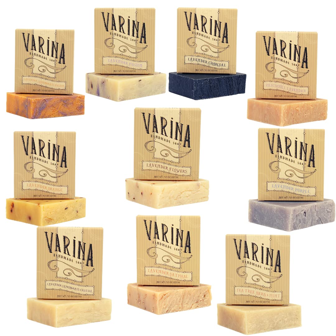 Varina Organic Lavender Variety Bar Soap - Gentle Cleansing for Sensitive Skin, Herbal and Mint - 10 Pack Beauty & Personal Care Varina