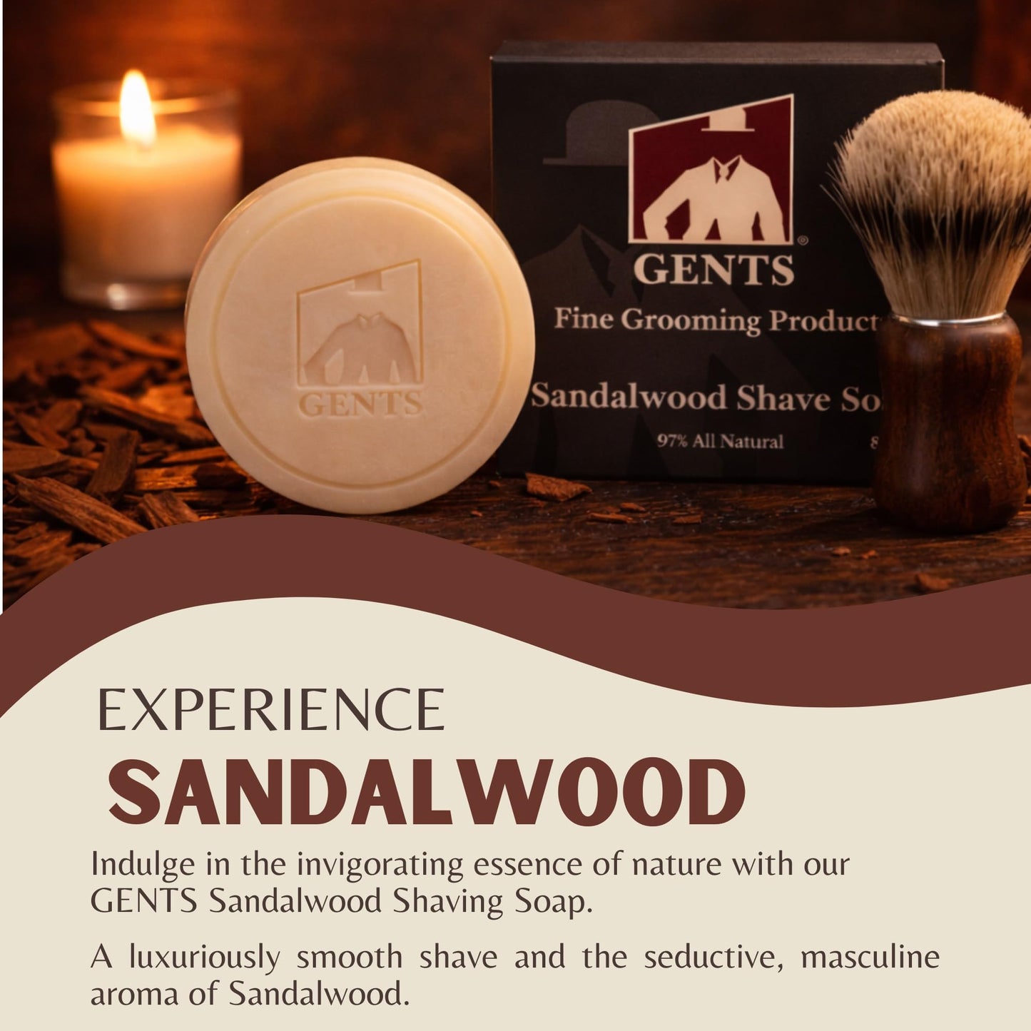 GENTS 97% All Natural Shave Soap - Creates a Rich Lather Foam for Wet Shaving Experience (3 Pack Sandalwood) Birthday Gift Beauty and Personal Care G.B.S
