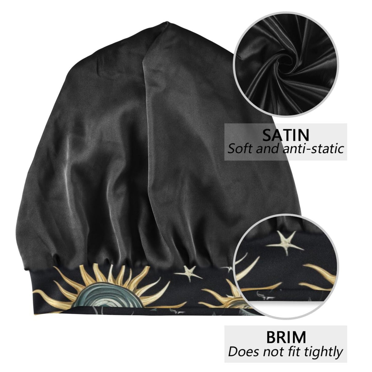 Bonnet Sleep Cap Hair Wrap Cover for Sleeping Satin Lined Head Wrap Nurse Cap Night Curly Long Hair Sleep Protection Slouchy Beanie for Men Women Star Beauty and Personal Care Eyanle