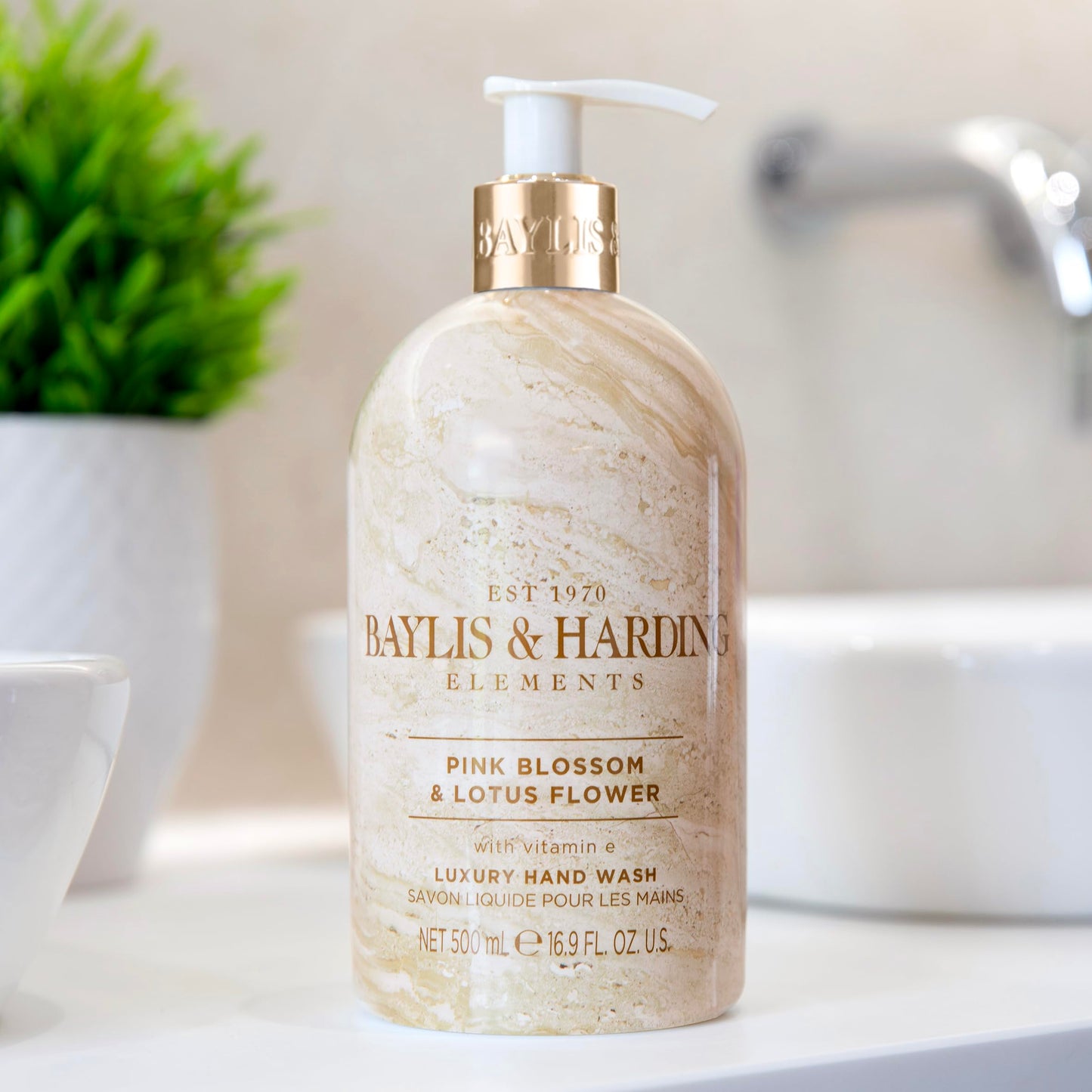 Baylis & Harding Liquid Hand Soap Wash with Dispenser, Elements, Pink Blossom & Lotus Flower, 16.9oz/500ml Beauty & Personal Care Baylis & Harding